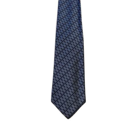Turnbull & Asser Jacquard Stripe Printed Silk Neck Tie TY2520, Navy/Blue