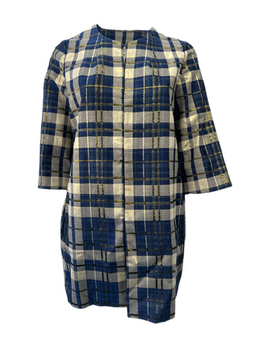 Marina Rinaldi Women's Navy Tiara Plaid Duster Coat Size 18W/27 NWT