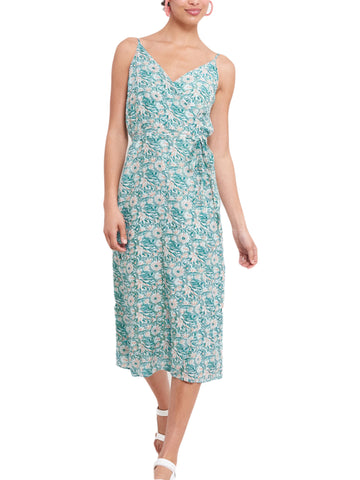 ROBERTA ROLLER RABBIT Women's Aqua Tishka Hetti Wrap Dress $168 NEW