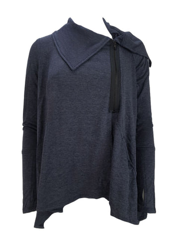 TEREZ Women's Blue Zip Front Log Sleeve Tunic #24018006 NWT