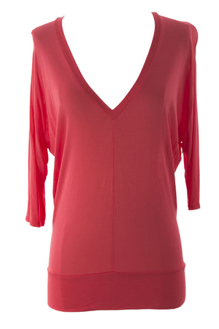 VELVET by Graham & Spencer Women's Coral Dolman Sleeve V-Neck Top P $92 NEW