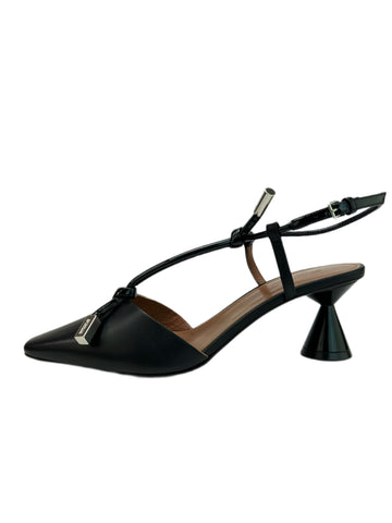 Max Mara Women's Nero Veditor Pedestal Heel Slingback Pumps Size 9 NWB