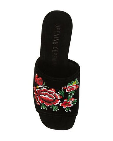 OPENING CEREMONY Women's Beaded Velvet Heeled Slides, Black