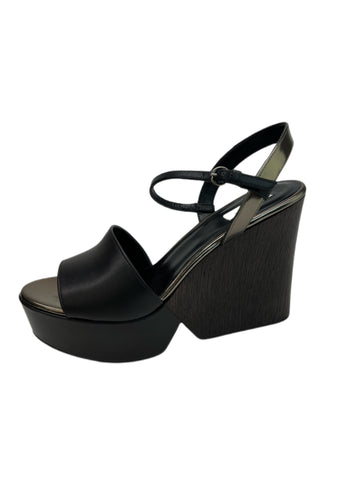 Max Mara Women's Nero Matteo Ankle Strap Wedge Sandals NWB