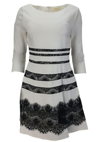 ERIN Women's White Lace Stripes Dress #50714273780 6 NWT