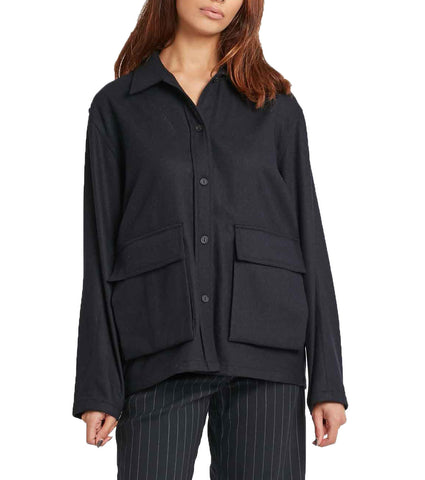 WOOD WOOD Women's Navy Wool Blend Nia Jacket $340 NWT