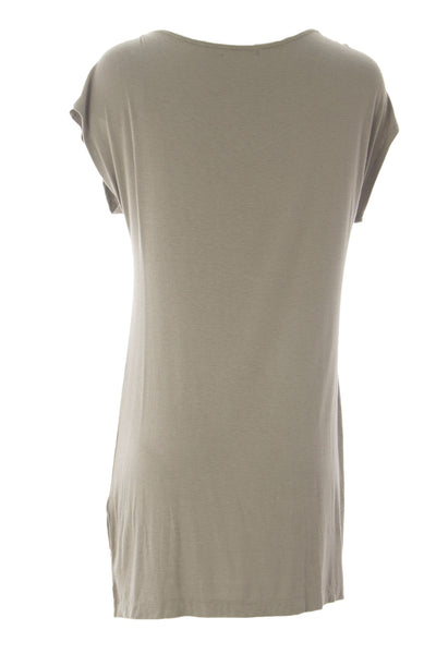 WYETH Women's Dark Tan Flower Applique Chain Link Cap Sleeve Tunic $99 NEW