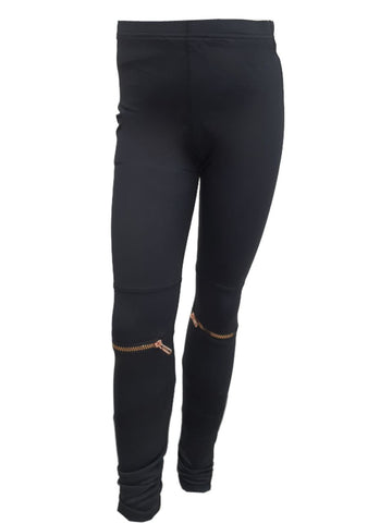 TEREZ Girl's Black Knee Zippers Leggings #39001617 Large NWT