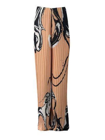 SOLACE London Nude Print Zoya Wide Leg Trousers Size US 4 NWT