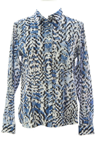 SURFACE TO AIR Women's Blue Tiger Zulu Shirt $295 NEW