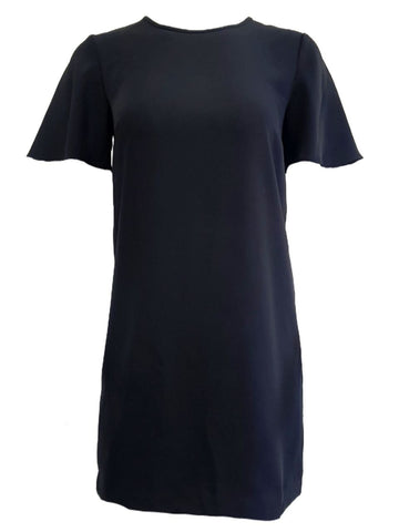 ANN TAYLOR Women's Black Round Neck Short Bell Sleeve Dress #AT 0 NWOT