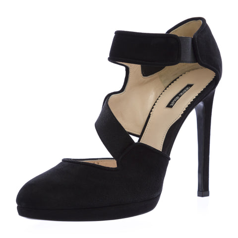 GIORGIO ARMANI Black Closed Toe Ankle Strap Pumps XGDI03 $885 NEW