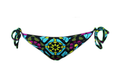 BANTU Women's Blue / Multi-Color Side-Tie Bikini Bottom $64.99 NEW