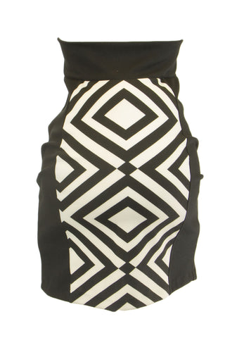 OLIAN Maternity Women's Black Ivory Geometric Print Pencil Skirt Sz XS $80 NWT
