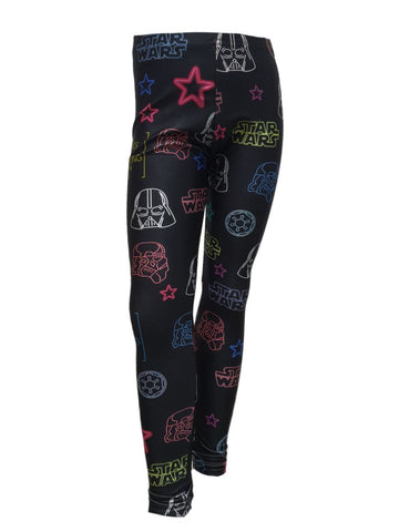 TEREZ Girl's Black Star Wars Neons Leggings #4018052 NWT