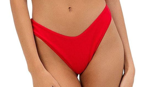 FRANKIES Women's Red Enzo Bikinis Hike Bottom #11164RB Large NWT
