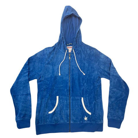 BOAST Women's Royal Blue Terry Zip Front Hoodie Sweatshirt Sz L $125 NEW