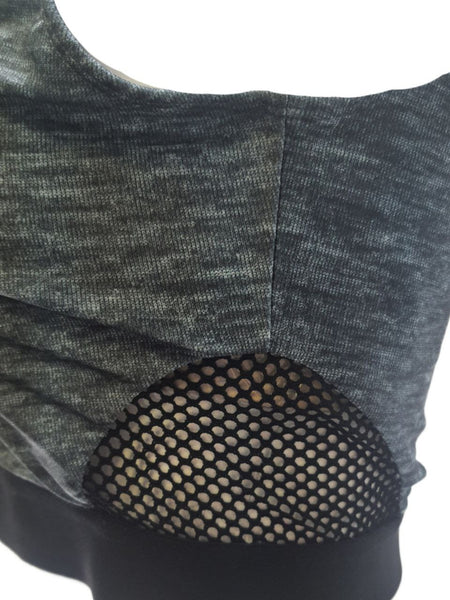TEREZ Women's Grey Fishnet Sports Bra #408021001 Large NWT