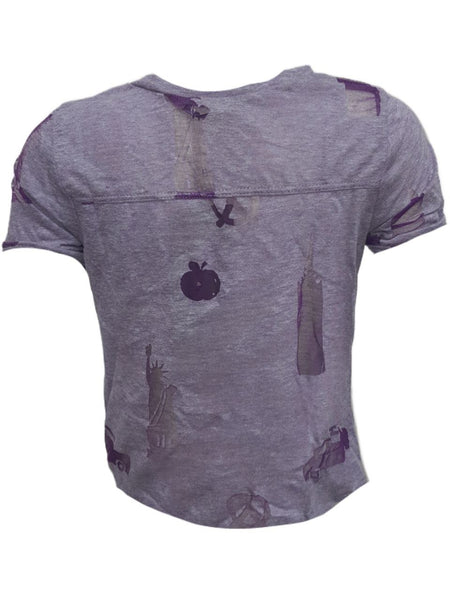 TEREZ Girl's Purple Icons Burnout T-Shirt #11067726 Small NWT