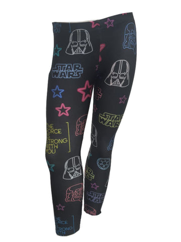 TEREZ Girl's Black Star Wars Eons Of Neons Leggings #4038052 6 Years NWT