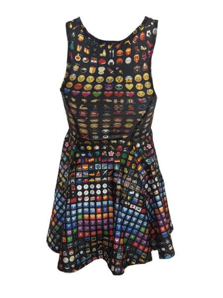TEREZ Girl's Black Emoji Dress #600356 4 Years NWT