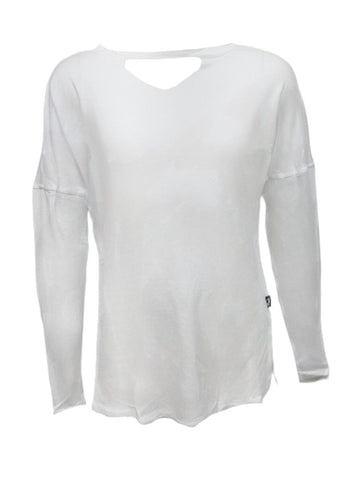 TEREZ Girl's White Ripped Collar Long Sleeve Shirt #1437547 Medium NWT
