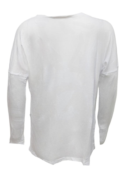 TEREZ Girl's White Ripped Collar Long Sleeve Shirt #1437547 Medium NWT