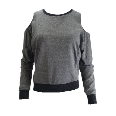 TEREZ Women's Grey Cold Shoulder Sweatshirt #22267788 NWT