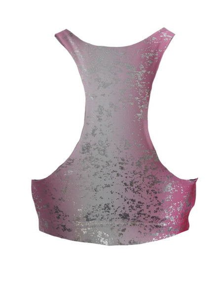 TEREZ Women's Pink Haze Silver Foil Sports Bra #24619075 Large NWT