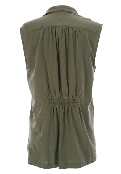 Joan Vass Women's Flyaway Rivet Vest Olive