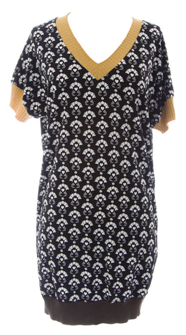 ETERNAL CHILD Women's Black V-Neck Short Sleeve Graphic Tunic NEW