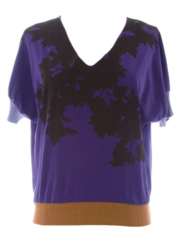 ETERNAL CHILD Women's Purple Batwing Sleeve Printed Blouse NEW