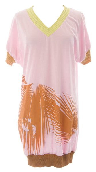 ETERNAL CHILD Women's Multi Graphic Short Sleeve V-Neck Tunic NEW