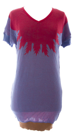 ETERNAL CHILD Women's Multicolored Tunic Short Slv Printed Sweater NEW