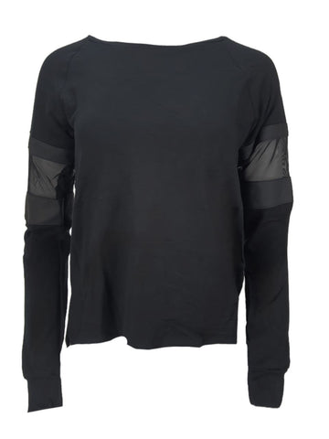TEREZ Wonen's Black Fishnet French Terry Sweatshirt #22187799 NWT