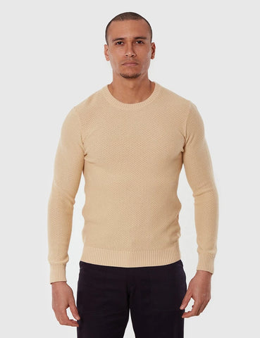 GANT RUGGER Men's Warm Almond Solid Textured Crew 84232 Size M $145 NWT