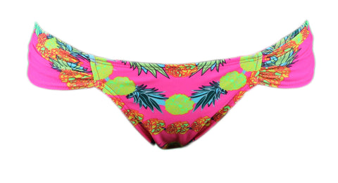 MARA HOFFMAN Garlands Coral Floral Ruched Bikini Bottom $110 NEW