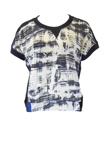 GREY STATE Women's White and Navy Framed Plaid Top Size Small $198 NEW