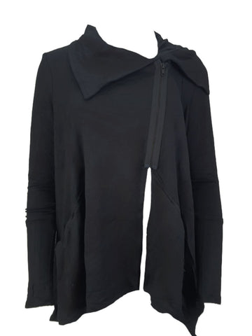 TEREZ Women's Black Zip Front Long Sleeve Tunic #2400640 X-Small NWT
