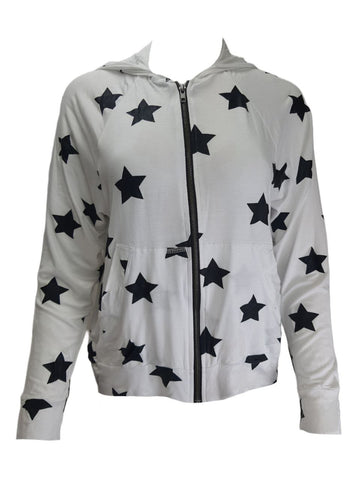 TEREZ Women's White Stars Foil Hoodie #23227773 X-Small NWT