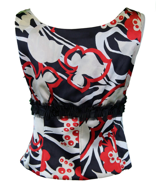 THANA Womens Multi-Color Floral Drape Neck Sleeveless Silk Top IT Sz 44 NWT