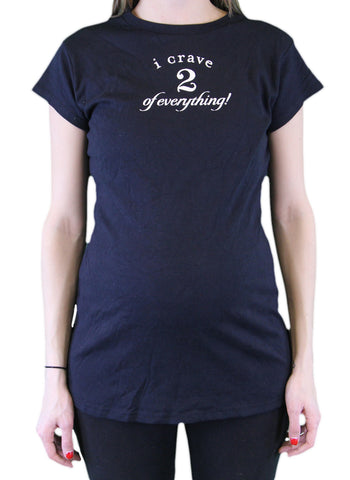 BELLY CRAVINGS Maternity Black "I Crave 2 Of Everything" Shirt One Size $49 NWT