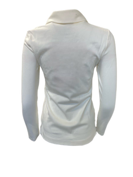 ELIZABETH MCKAY Whisper White Long Sleeve Polo Top 7053 $195 NWT