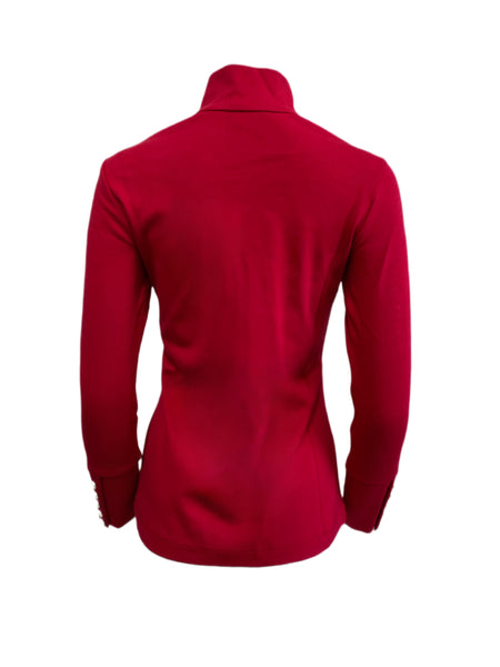 ELIZABETH MCKAY Red Button Embellished Riley Turtleneck 7073 $215 NWT