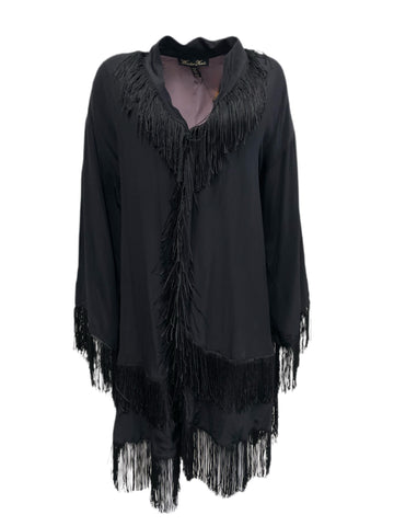 Winter Kate Starlight Black Fringe Detailed Cardigan NRJ314C $498 NEW