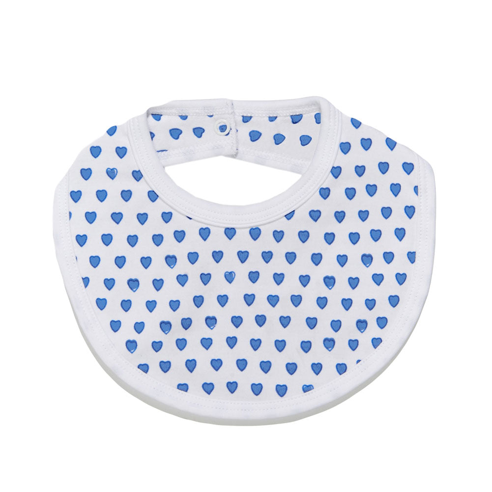 ROBERTA ROLLER RABBIT Infants Blue Hearts Bib One Size $20 NEW