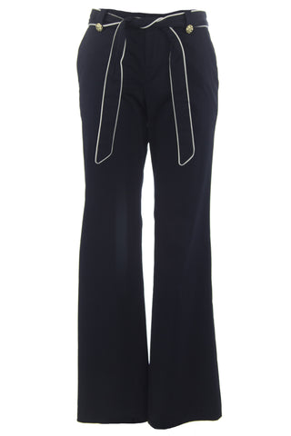 ELIZABETH MCKAY Navy & Whisper White Waist Tie Libby Dress Pants 1011 $195 NWT