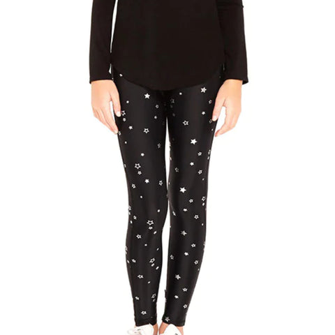 TEREZ Girl's Black Small Stars Foil Leggings #11177763 16 Years NWT