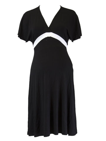 OLIAN Maternity Women's Black Wide Scoop Neck Tie Empire Waist Dress $125 NEW