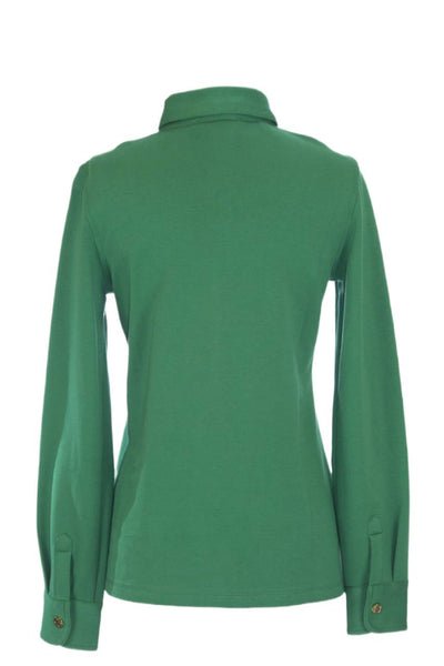 ELIZABETH MCKAY Jolly Green Long Sleeve  Joanne Polo Shirt 7071 $135 NWT